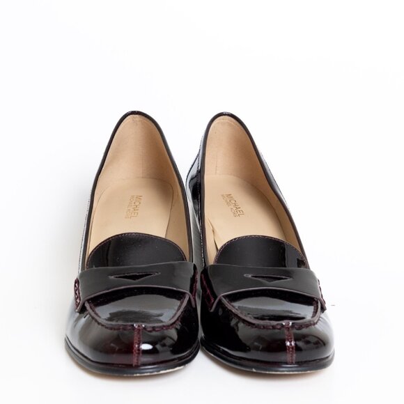 Michael Kors Buchanan Burgundy Patent Block Heel Loafers Preppy - Picture 5 of 16